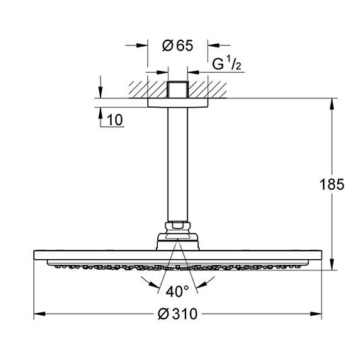 Душ тропический GROHE Rainshower Cosmopolitan 310 - 26067000 (цвет хром ...